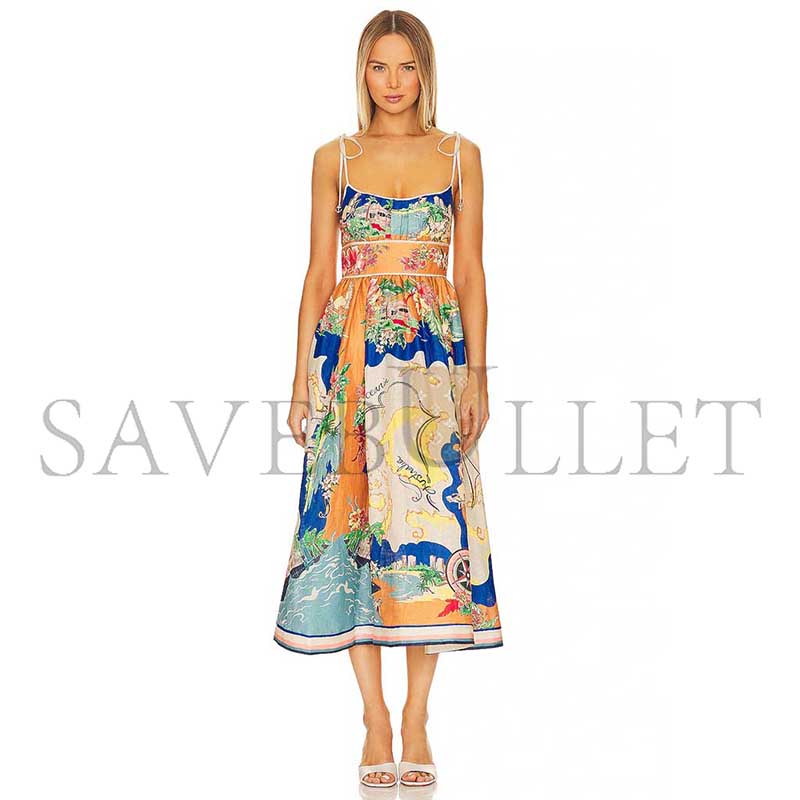 ZIMMERMANN NAUTICAL MAP ALIGHT PICNIC MIDI DRESS 